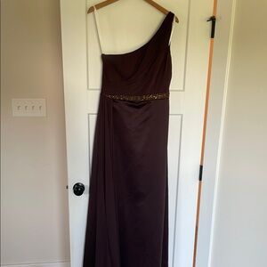 Elegant One-Shoulder Brown Dress
